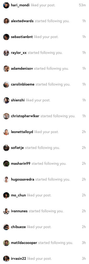a screenshot of a user getting more Instagram followers and likes
